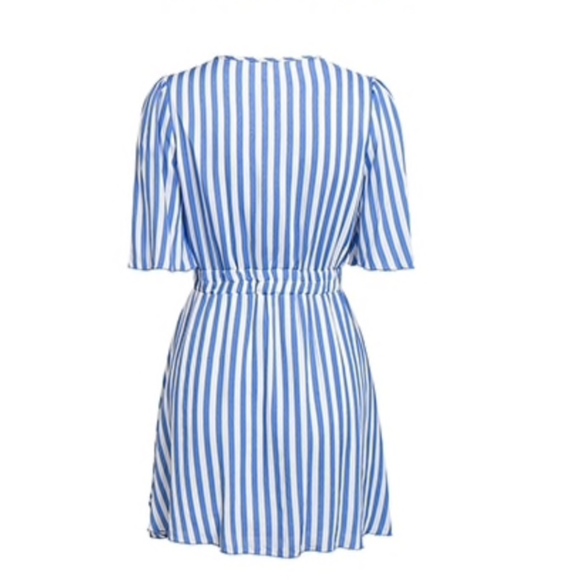 Striped Fit and Flare White & Blue Short Dress - Picture 6 of 8